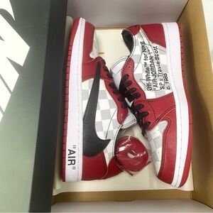 Off-White x Travis Scott x Air Jordan 1 -Men’s Red/ White Sneakers Shoes